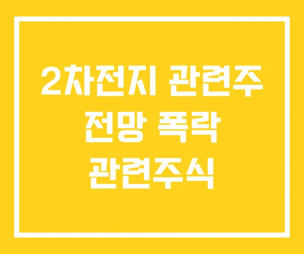 2차전지 관련주 전망 폭락 관련주식