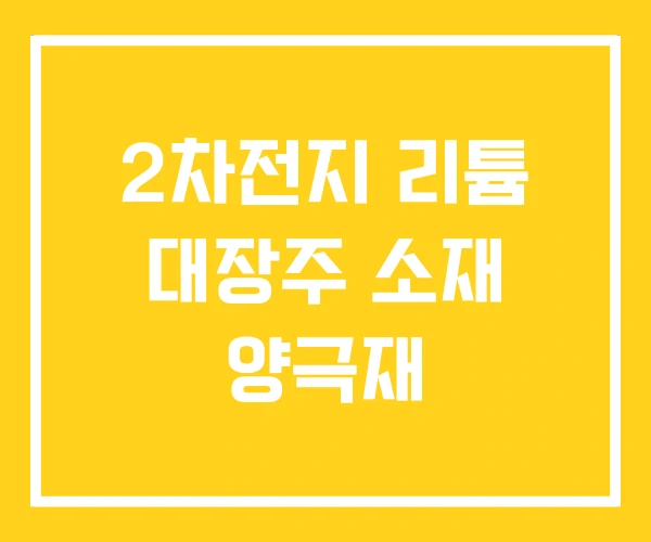 2차전지 리튬 대장주 소재 양극재
