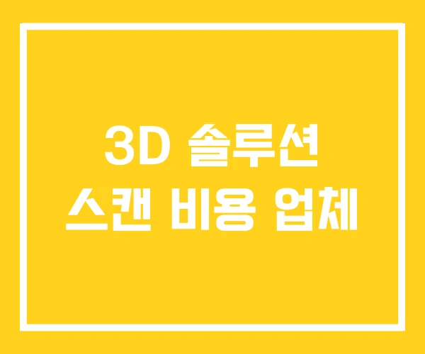 3D 솔루션 스캔 비용 업체