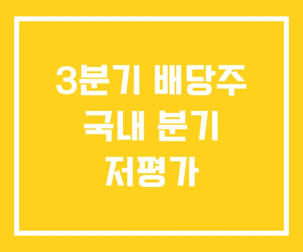 3분기 배당주 국내 분기 저평가 3분기 배당주 국내 분기 저평가