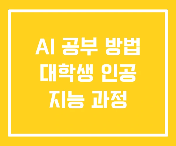 AI 공부 방법 대학생 인공 지능 과정