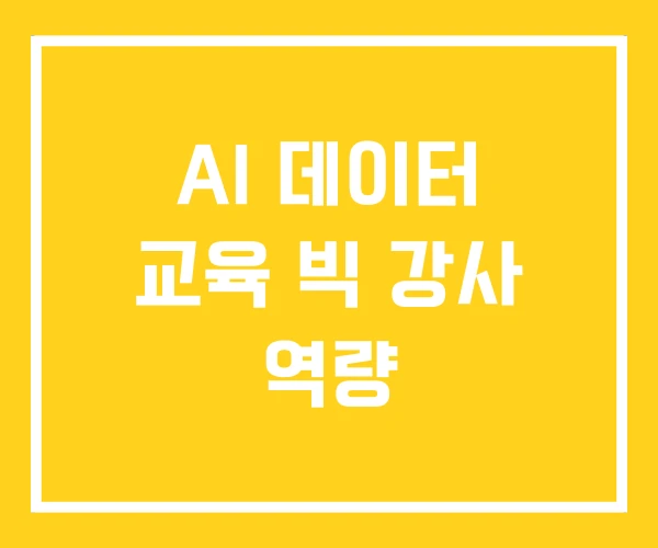AI 데이터 교육 빅 강사 역량 AI 데이터 교육 빅 강사 역량