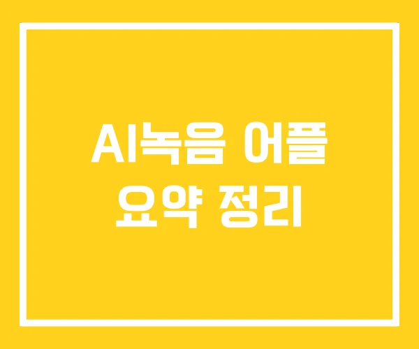 AI녹음 어플 요약 정리