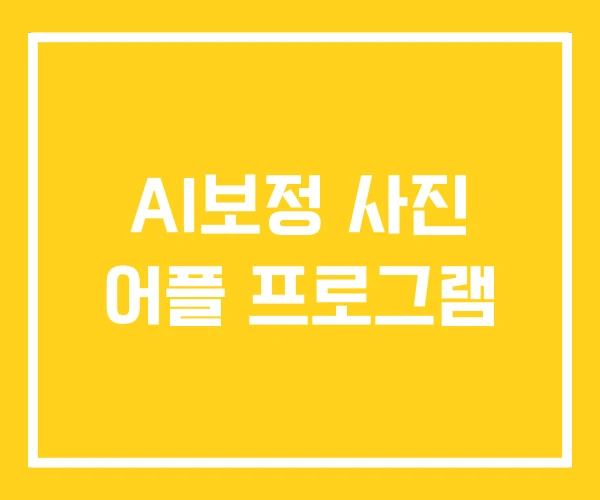 AI보정 사진 어플 프로그램 AI보정 사진 어플 프로그램