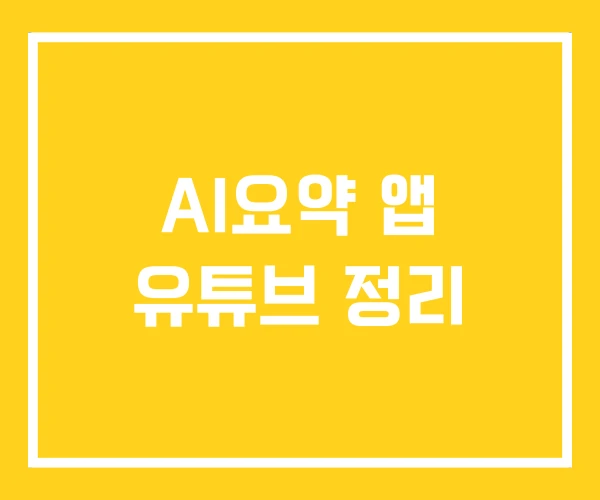 AI요약 앱 유튜브 정리