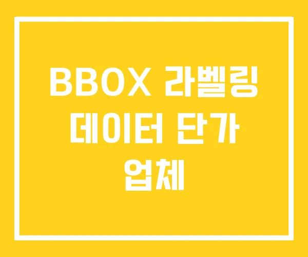 BBOX 라벨링 데이터 단가 업체