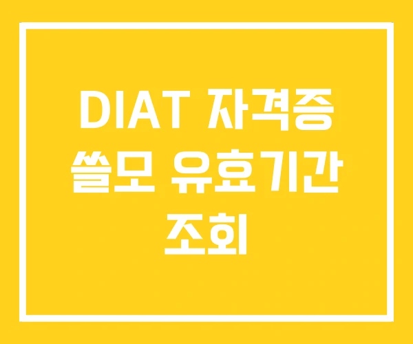 DIAT 자격증 쓸모 유효기간 조회