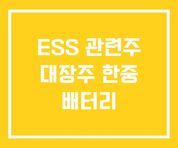 ESS 관련주 대장주 한중 배터리