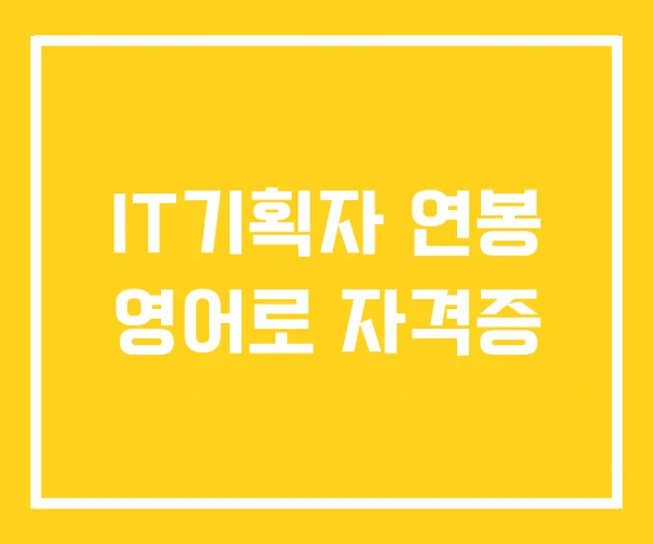 IT기획자 연봉 영어로 자격증