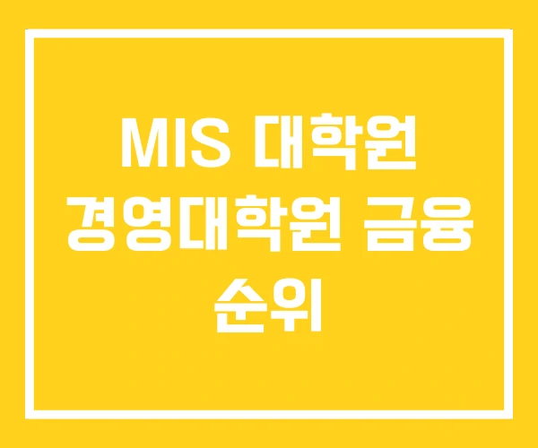 MIS 대학원 경영대학원 금융 순위
