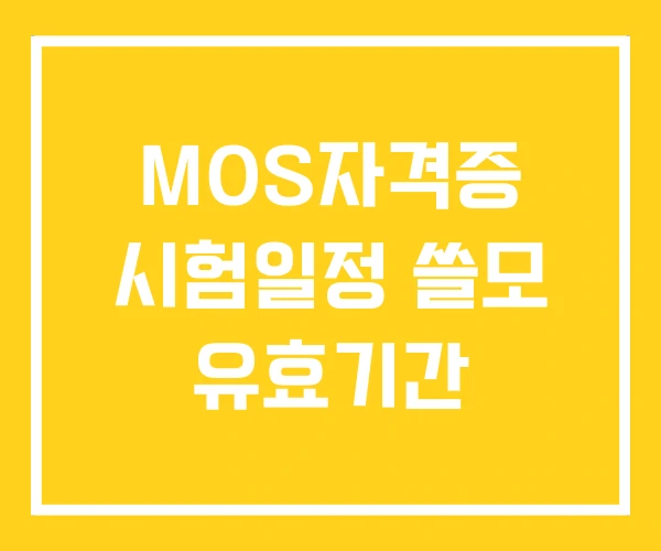 MOS자격증 시험일정 쓸모 유효기간