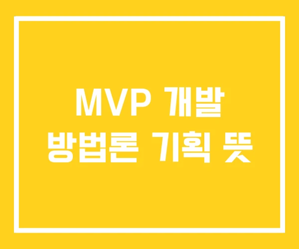 MVP 개발 방법론 기획 뜻