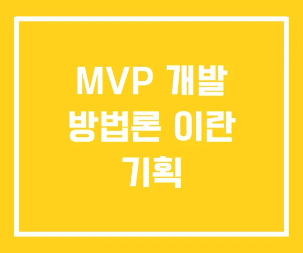MVP 개발 방법론 이란 기획 MVP 개발 방법론 이란 기획
