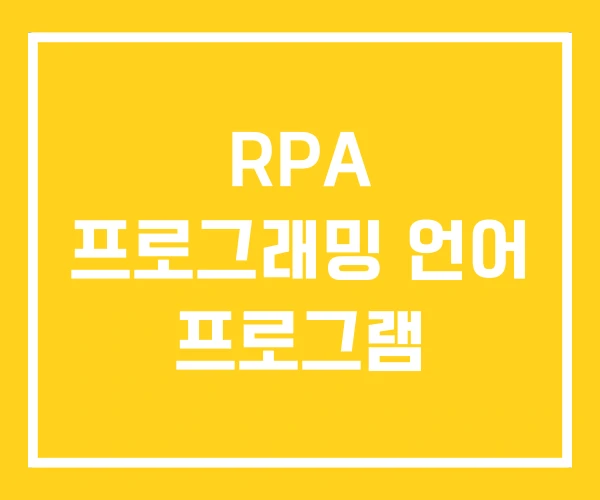 RPA 프로그래밍 언어 프로그램