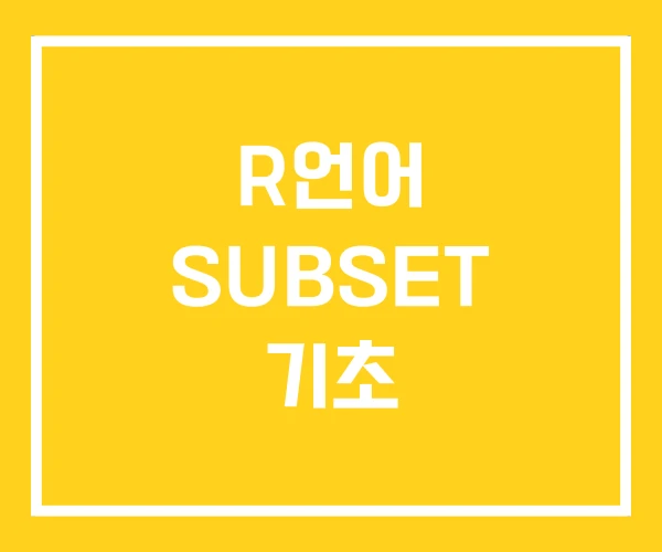 R언어 SUBSET 기초