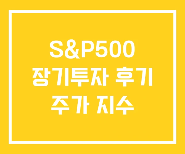 S&P500 장기투자 후기 주가 지수