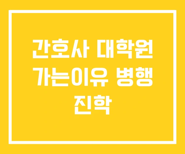 간호사 대학원 가는이유 병행 진학