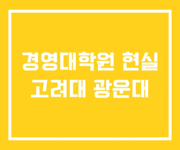 경영대학원 현실 고려대 광운대 경영대학원 현실 고려대 광운대