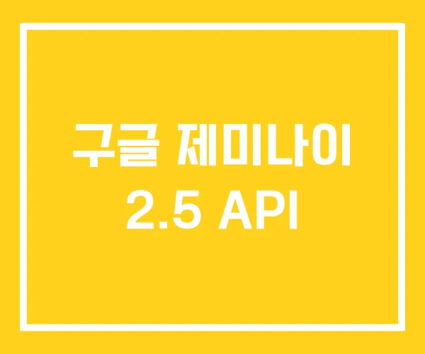 구글 제미나이 2.5 API 구글 제미나이 2.5 API