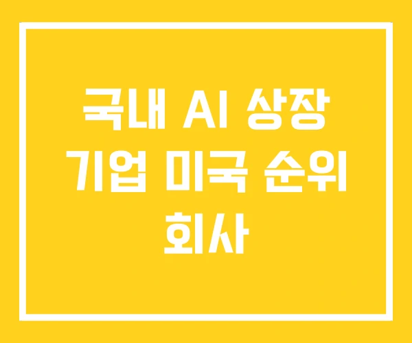 국내 AI 상장 기업 미국 순위 회사 국내 AI 상장 기업 미국 순위 회사