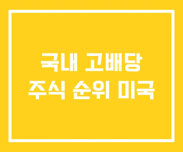 국내 고배당 주식 순위 미국