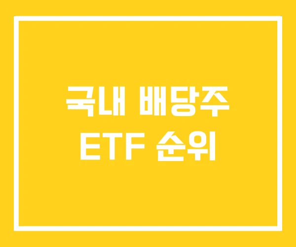국내 배당주 ETF 순위