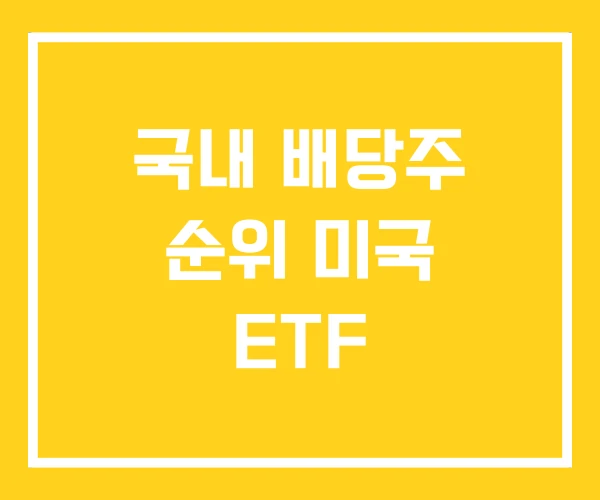 국내 배당주 순위 미국 ETF