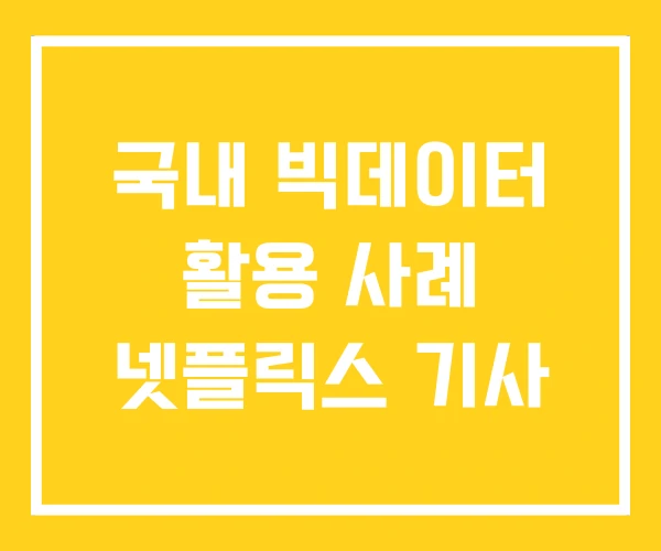 국내 빅데이터 활용 사례 넷플릭스 기사 국내 빅데이터 활용 사례 넷플릭스 기사