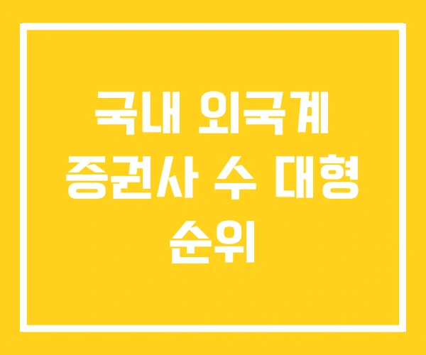 국내 외국계 증권사 수 대형 순위