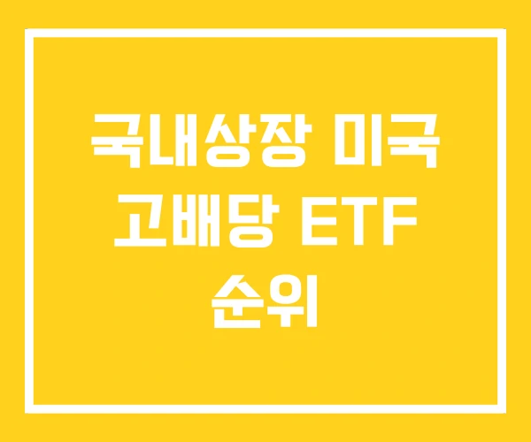 국내상장 미국 고배당 ETF 순위 국내상장 미국 고배당 ETF 순위
