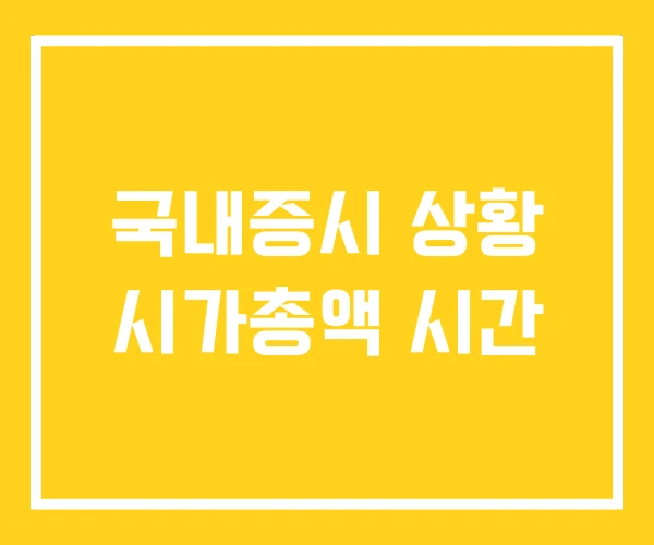국내증시 상황 시가총액 시간