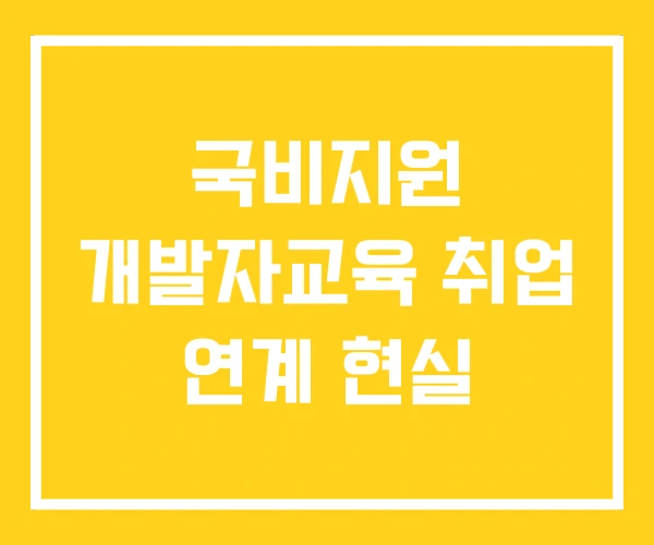 국비지원 개발자교육 취업 연계 현실