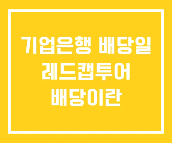 기업은행 배당일 레드캡투어 배당이란 기업은행 배당일 레드캡투어 배당이란