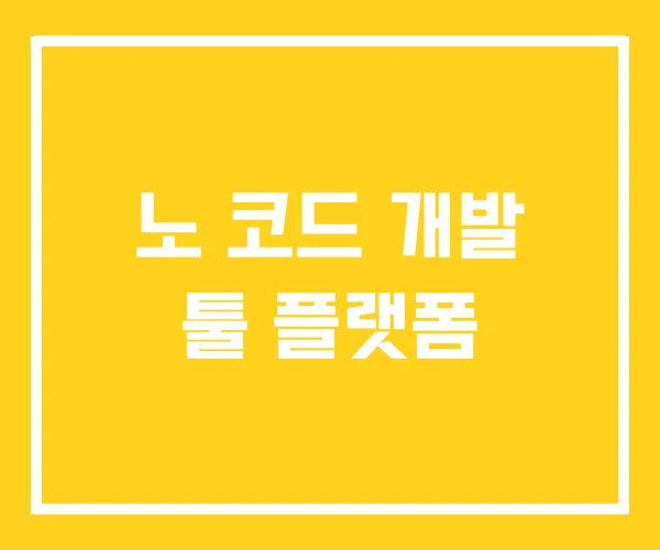 노 코드 개발 툴 플랫폼