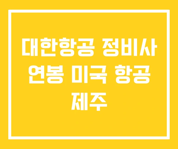 대한항공 정비사 연봉 미국 항공 제주 대한항공 정비사 연봉 미국 항공 제주