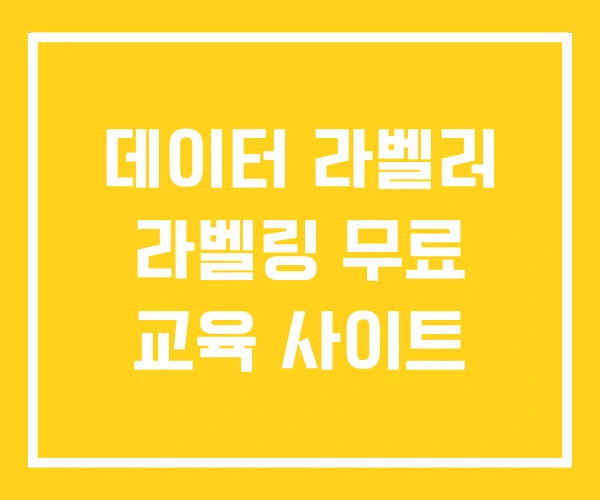 데이터 라벨러 라벨링 무료 교육 사이트