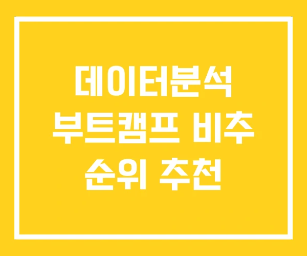 데이터분석 부트캠프 비추 순위 추천