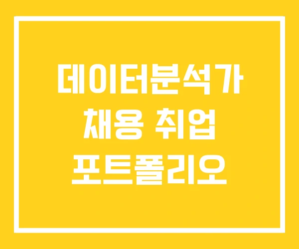 데이터분석가 채용 취업 포트폴리오