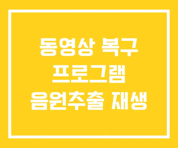 동영상 복구 프로그램 음원추출 재생