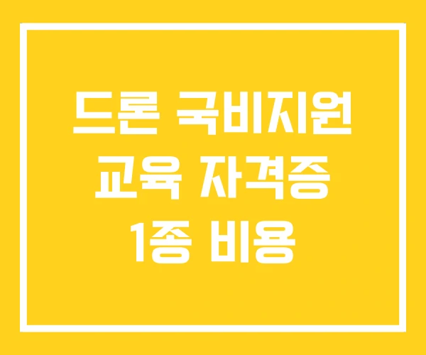 드론 국비지원 교육 자격증 1종 비용