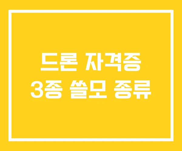 드론 자격증 3종 쓸모 종류