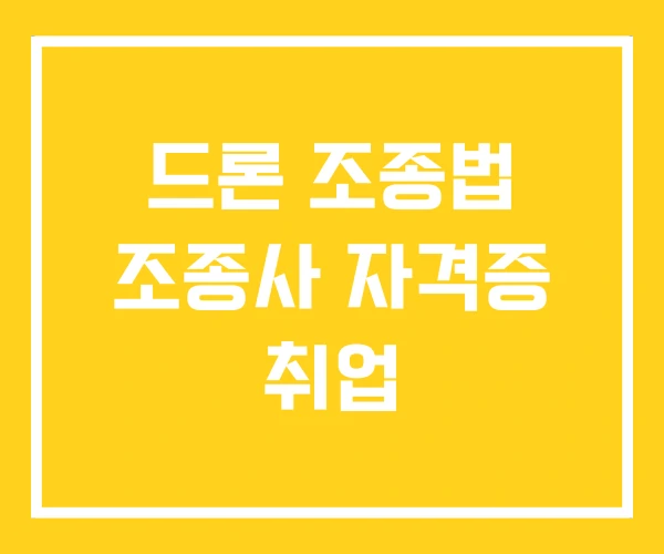 드론 조종법 조종사 자격증 취업