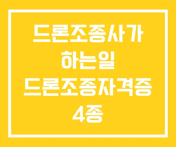 드론조종사가 하는일 드론조종자격증 4종 드론조종사가 하는일 드론조종자격증 4종
