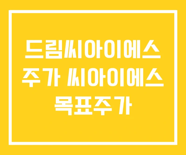 드림씨아이에스 주가 씨아이에스 목표주가