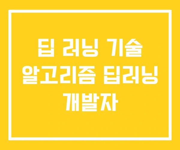 딥 러닝 기술 알고리즘 딥러닝 개발자