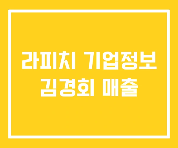 라피치 기업정보 김경회 매출