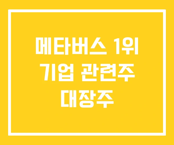 메타버스 1위 기업 관련주 대장주 메타버스 1위 기업 관련주 대장주