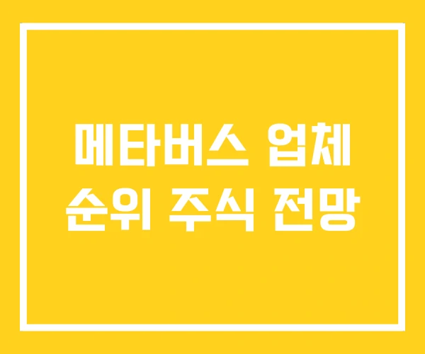 메타버스 업체 순위 주식 전망 메타버스 업체 순위 주식 전망
