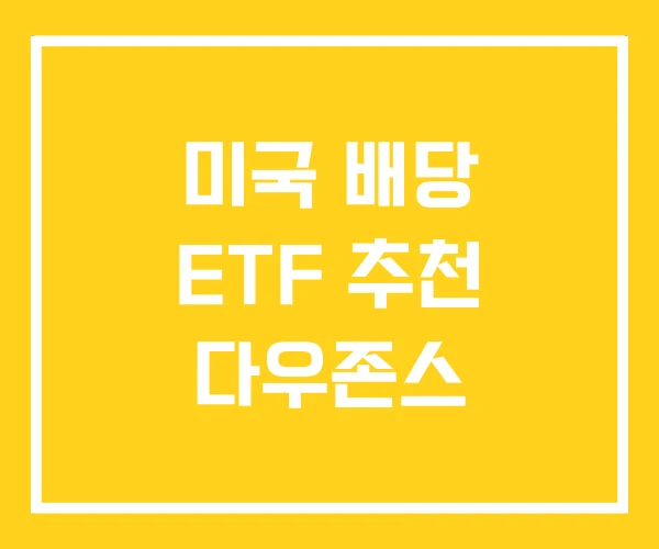 미국 배당 ETF 추천 다우존스 미국 배당 ETF 추천 다우존스