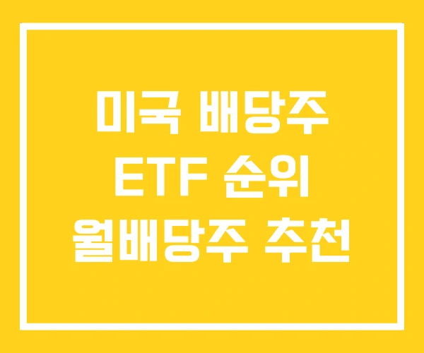 미국 배당주 ETF 순위 월배당주 추천 미국 배당주 ETF 순위 월배당주 추천